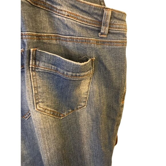 Denim Overalls Bib Stone Wash Blue Destroyed Distressed Button TINSLETOWN Medium - Picture 9 of 12